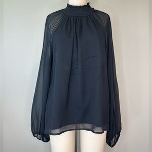 Joie Black Long Sheer Sleeve Blouse